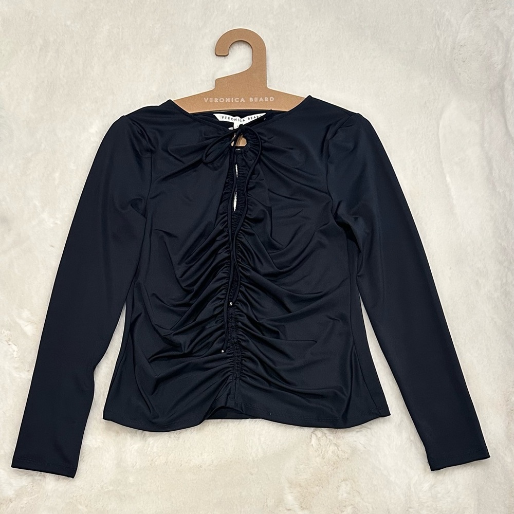 Veronica Beard Roque Ruched Tie  Back Top, Size 6 - Picture 10 of 12